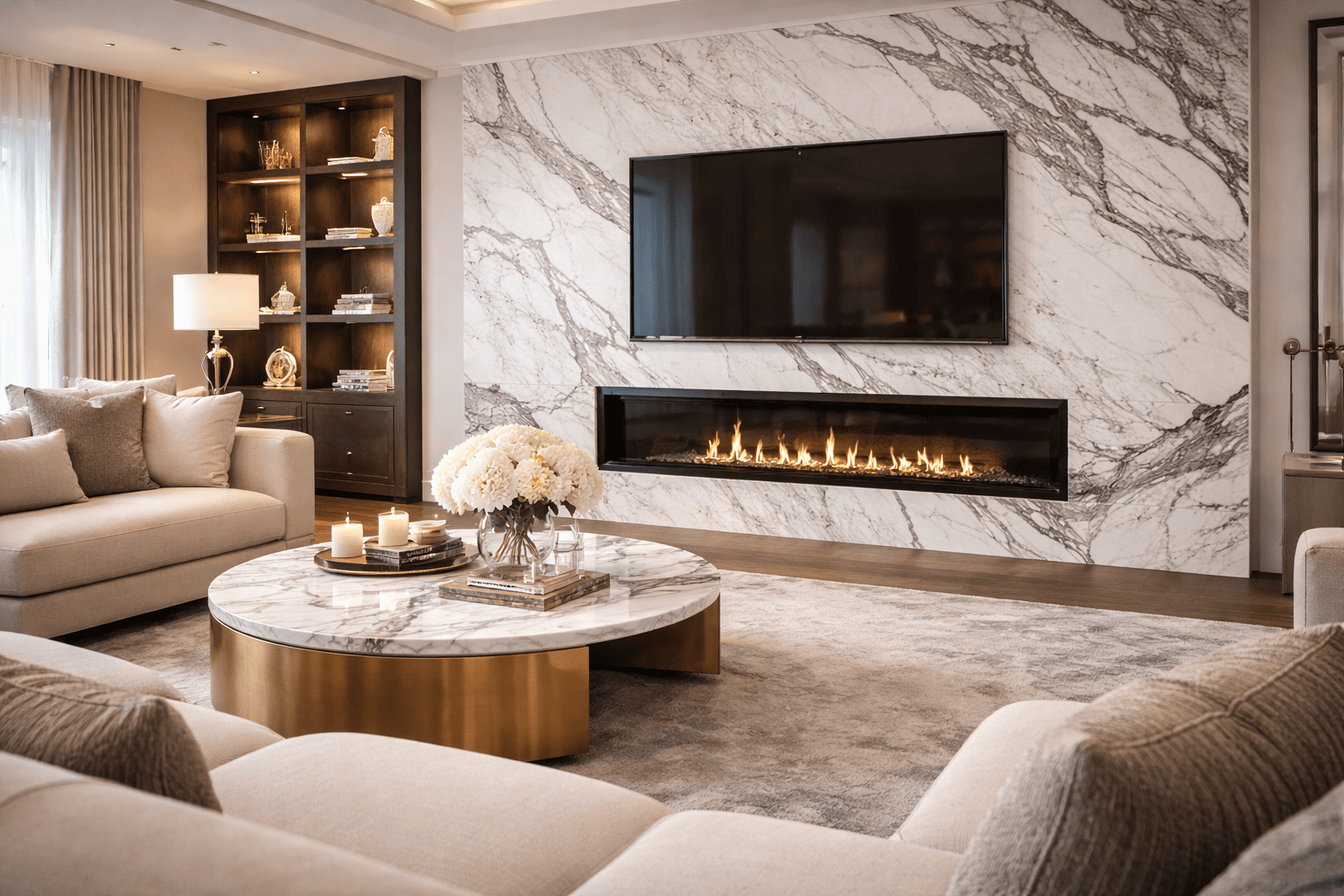 Мрамор в гостиной: идеи, акценты и дизайнерские решения для современного интерьера